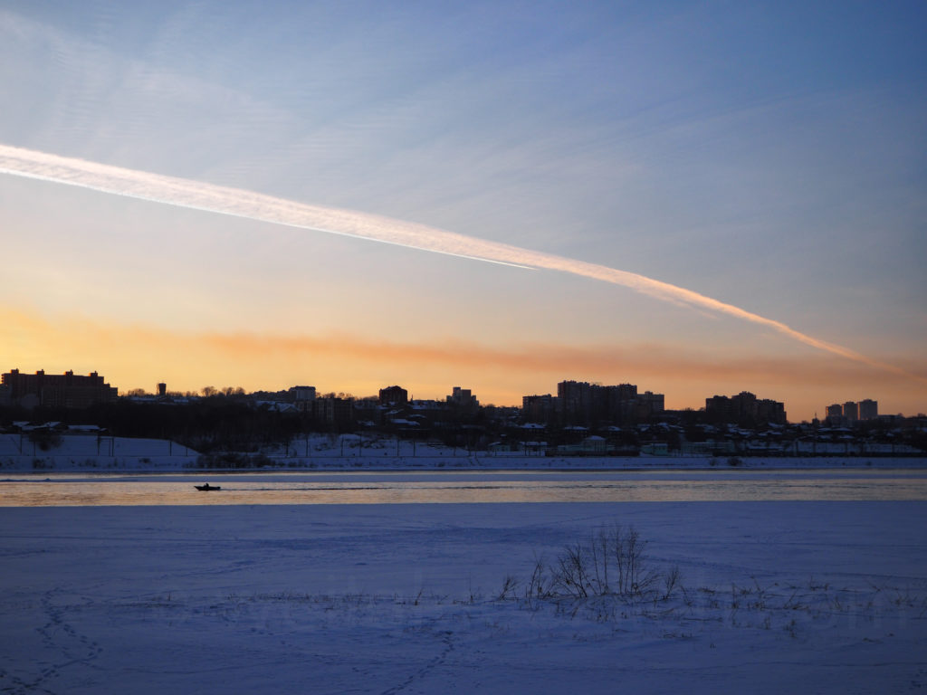 Irkutsk Sibirien Ufer Angara Sonnenuntergang