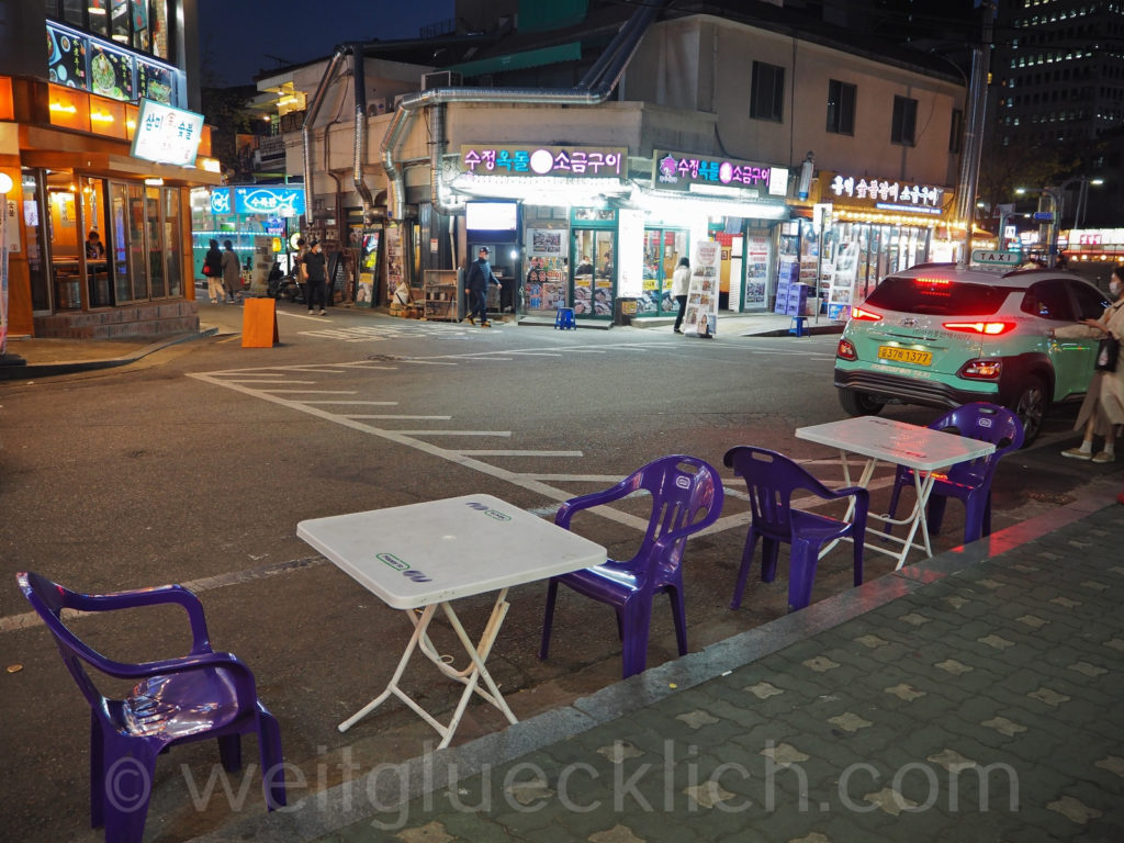 Weltreise 2020 Suedkorea Seoul  Hongdae Restaurants nachts