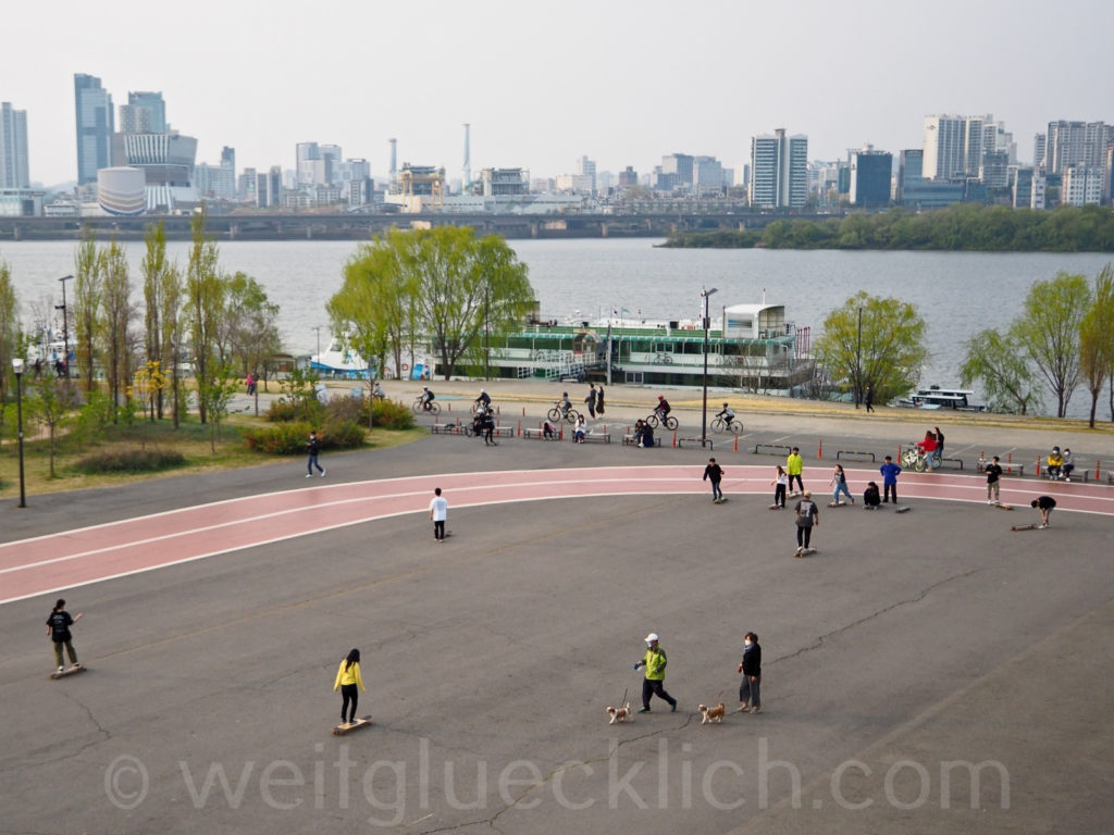 Weltreise 2020 Suedkorea Seoul Ausfluege Hangang Park Sportpark skaten