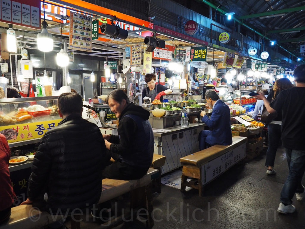 Weltreise 2020 Suedkorea Seoul Gwangjang Market street food night market