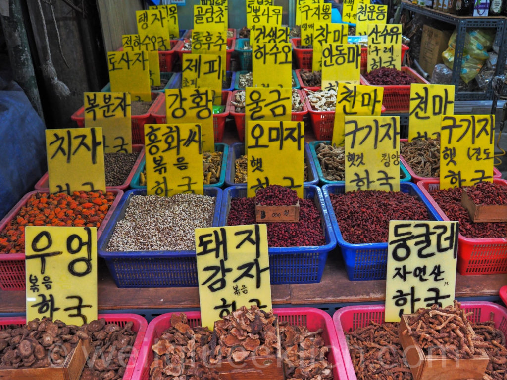 Weltreise 2020 Suedkorea Seoul Gyeongdong Market Samen Beeren Wurzeln