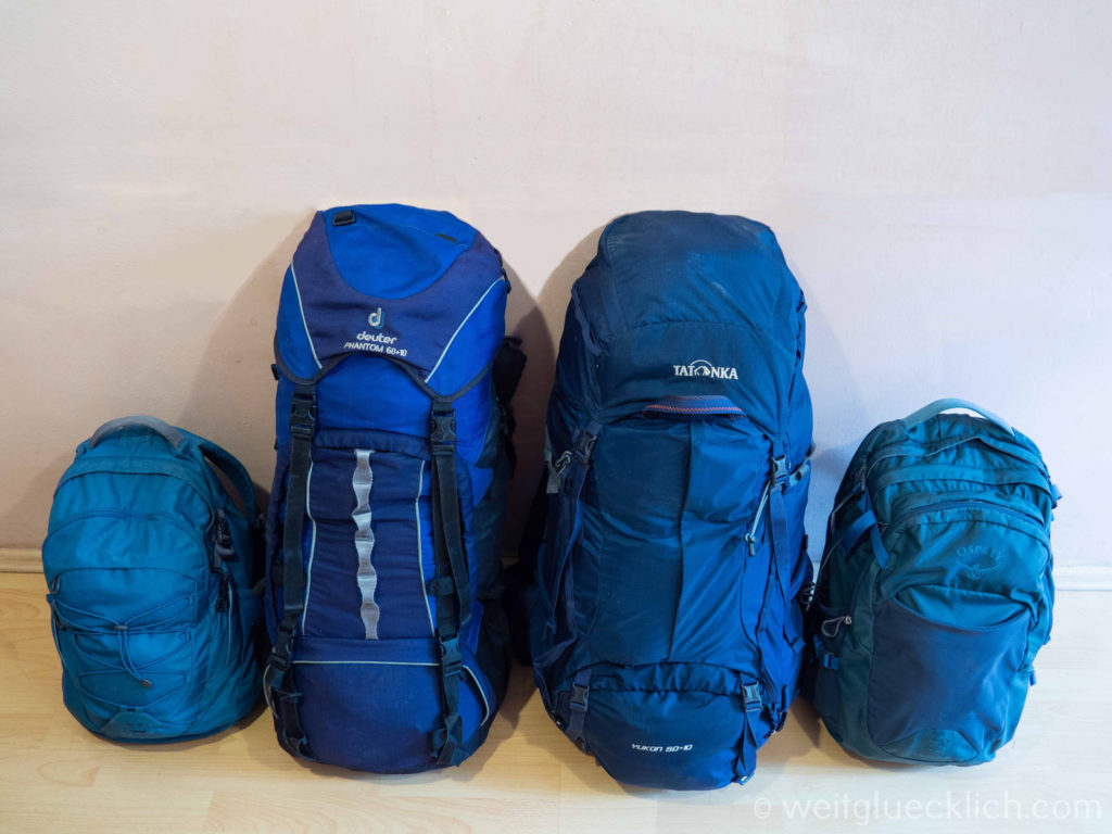 Weltreise Packliste backpacks Tagesrucksaecke