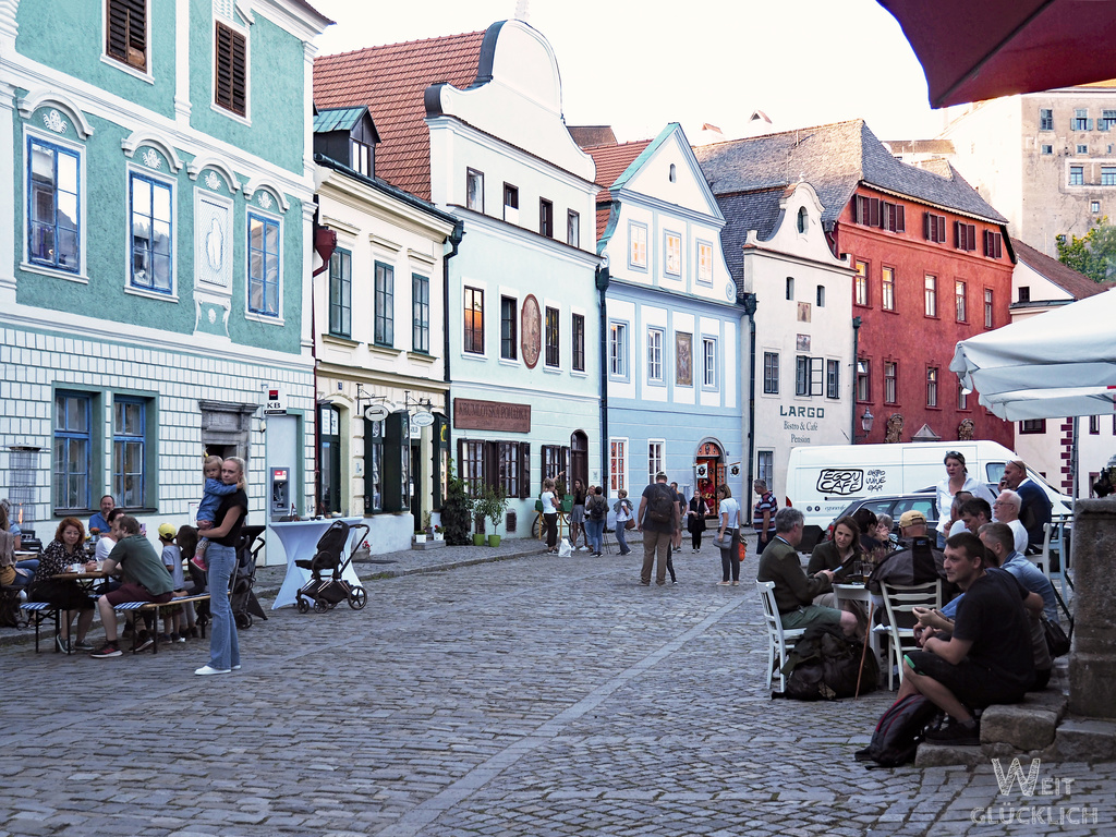 bunte Haeuser Krumau Altstadt